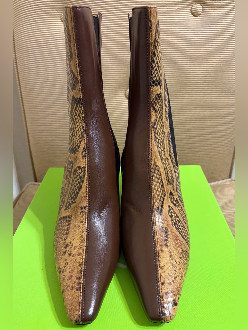 NWT Sam Edelman Sammie Snakeskin Print Split-Design Leather Bootie - Size 8